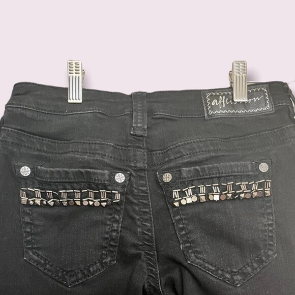 Affliction Raquel Low Rise Black Skinny Jeans Beaded Denim Womens Size 25 - Picture 6 of 12